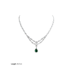 Green Teardrop Sterling Silver Necklace Set