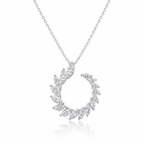 Open Circle Marquise Sterling Silver Pendant Necklace