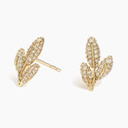 Pavé Olive Leaf Sterling Silver Stud Earrings