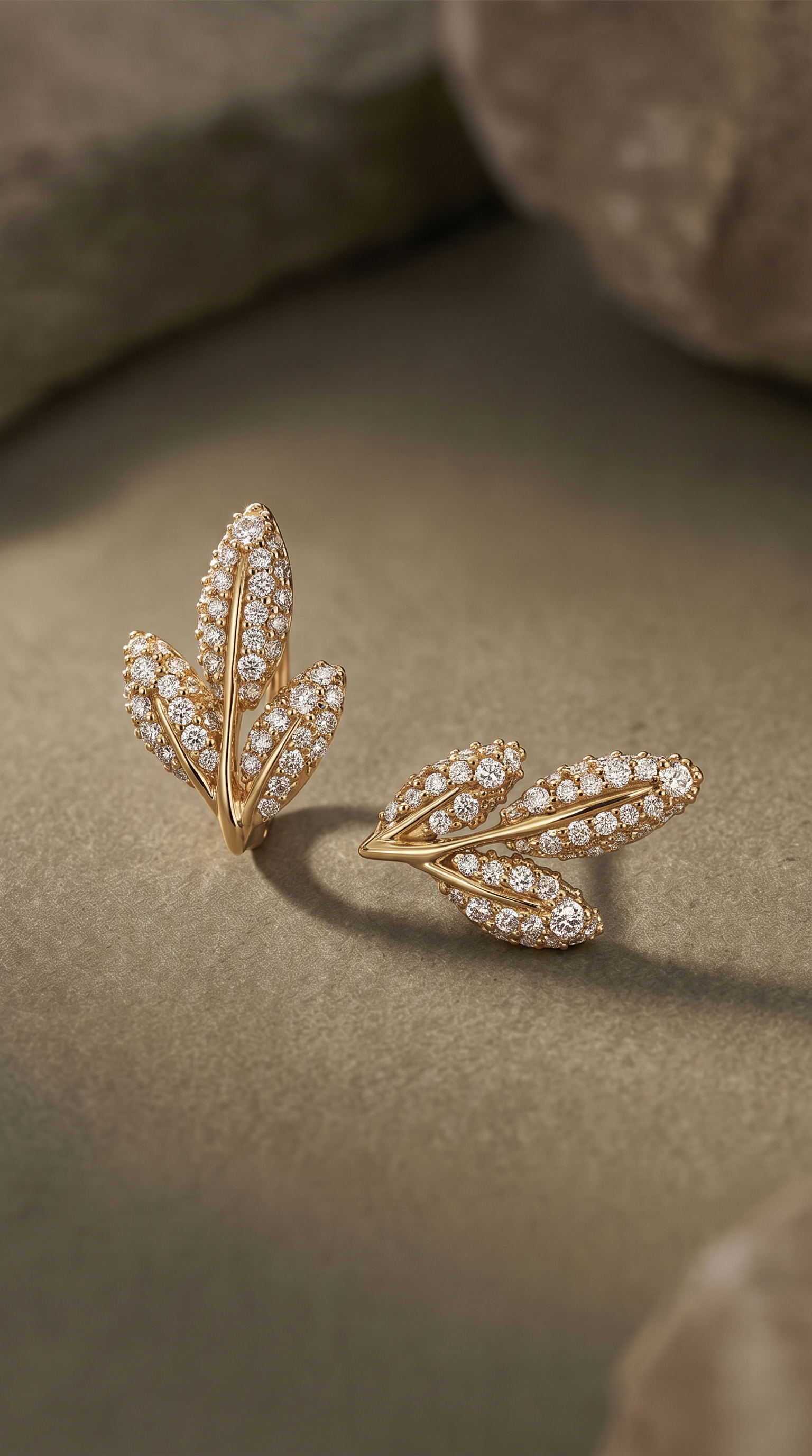 Pavé Olive Leaf Sterling Silver Stud Earrings