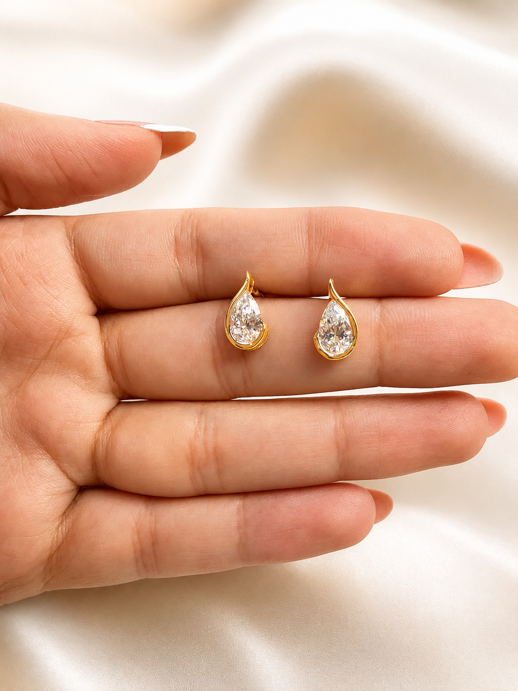 Embrace Pear Sterling Silver Stud Earrings