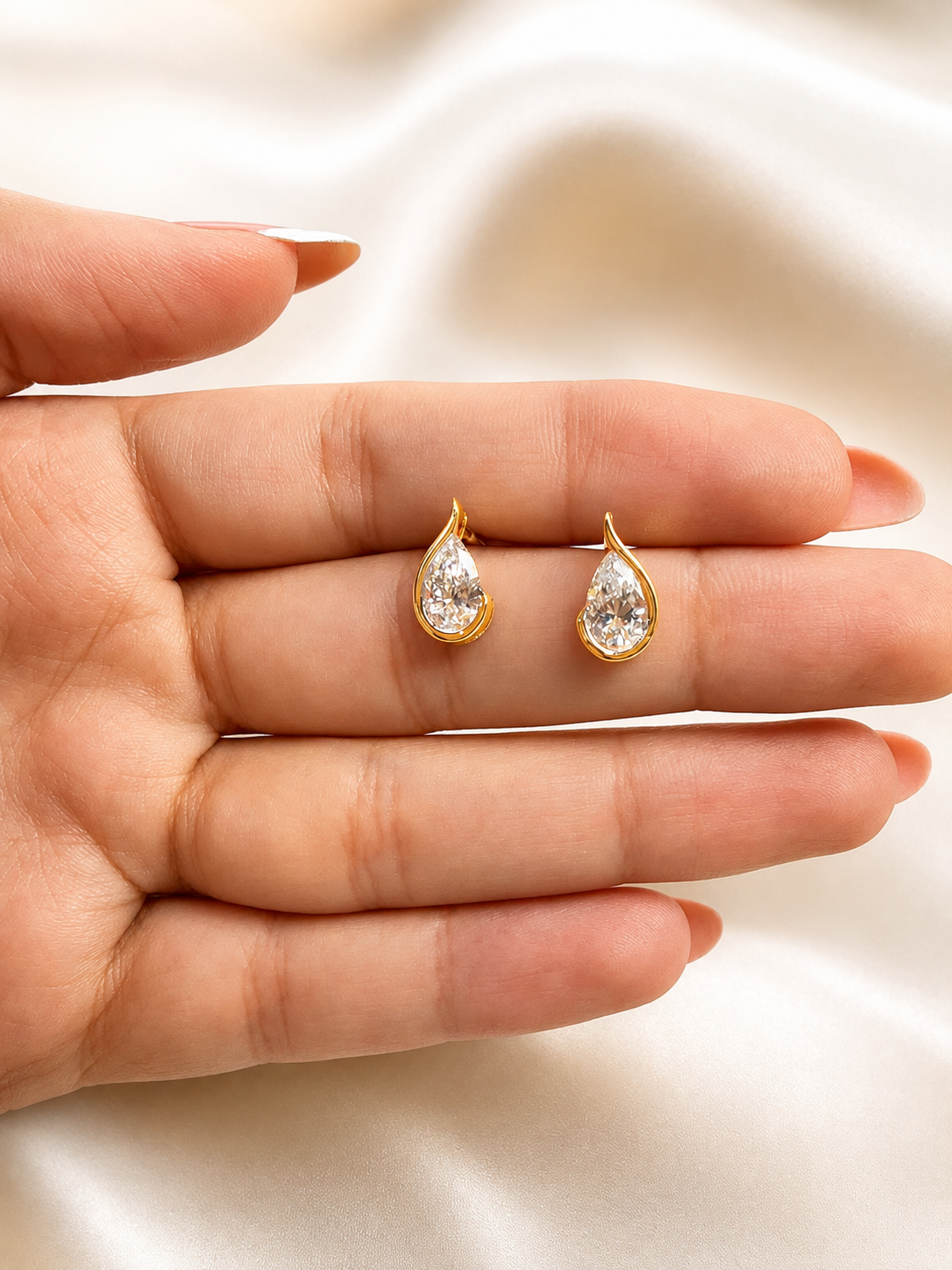 Embrace Pear Sterling Silver Stud Earrings