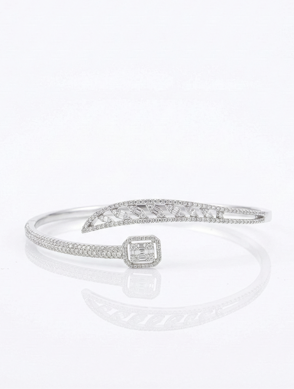 Modern Arc Sterling Silver Open Bangle