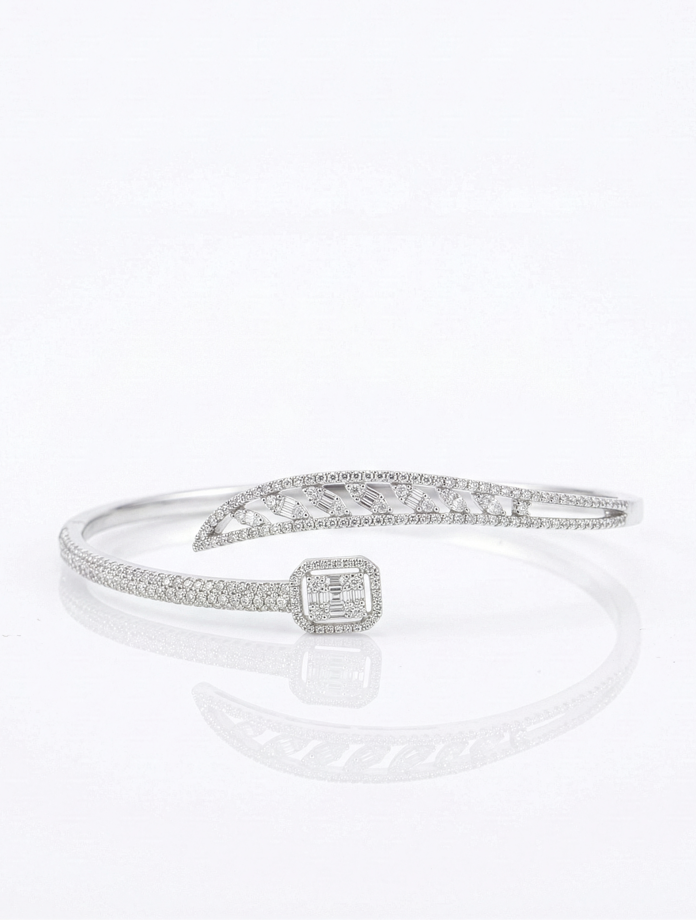 Modern Arc Sterling Silver Open Bangle