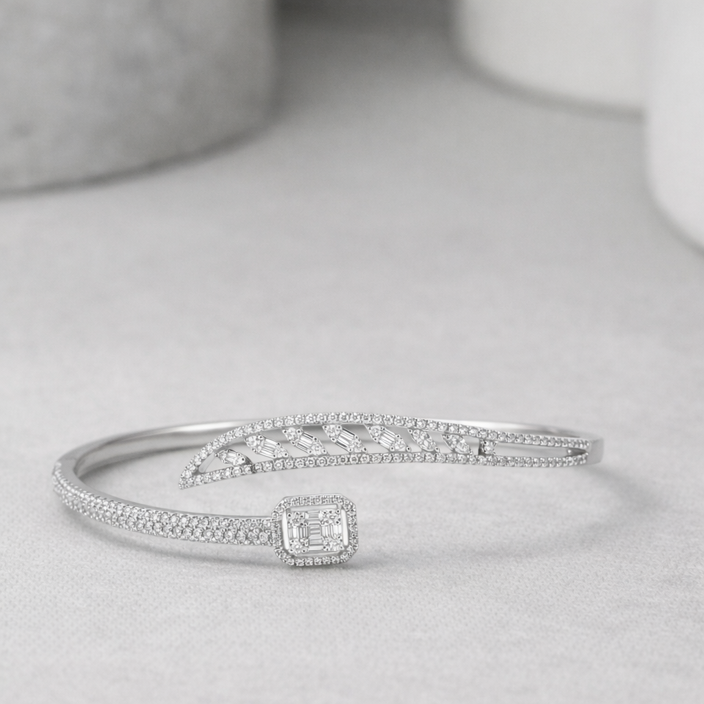 Modern Arc Sterling Silver Open Bangle