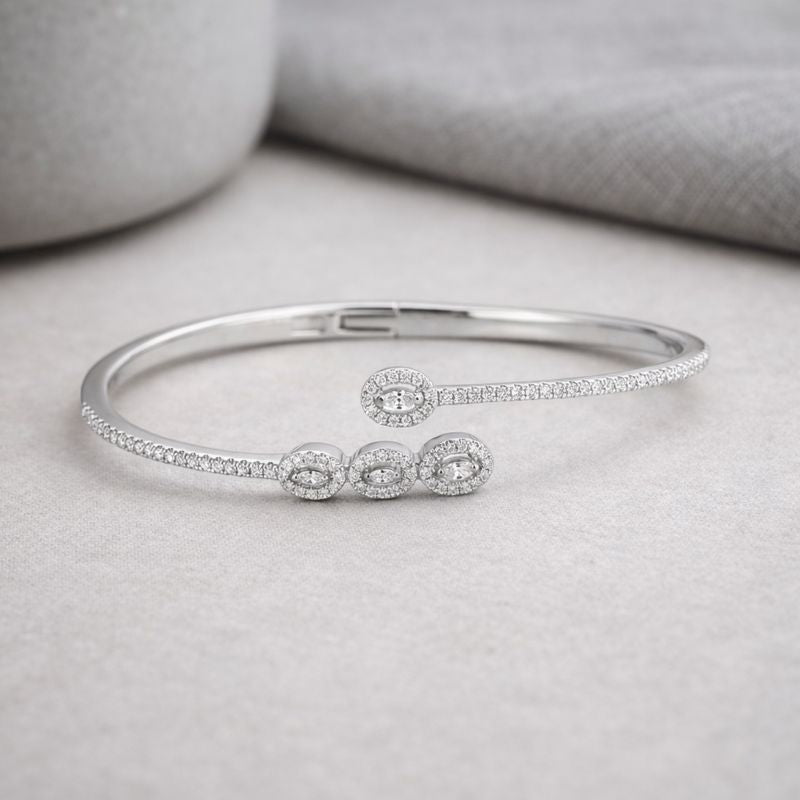 Classic Grace Sterling Silver Open Bangle