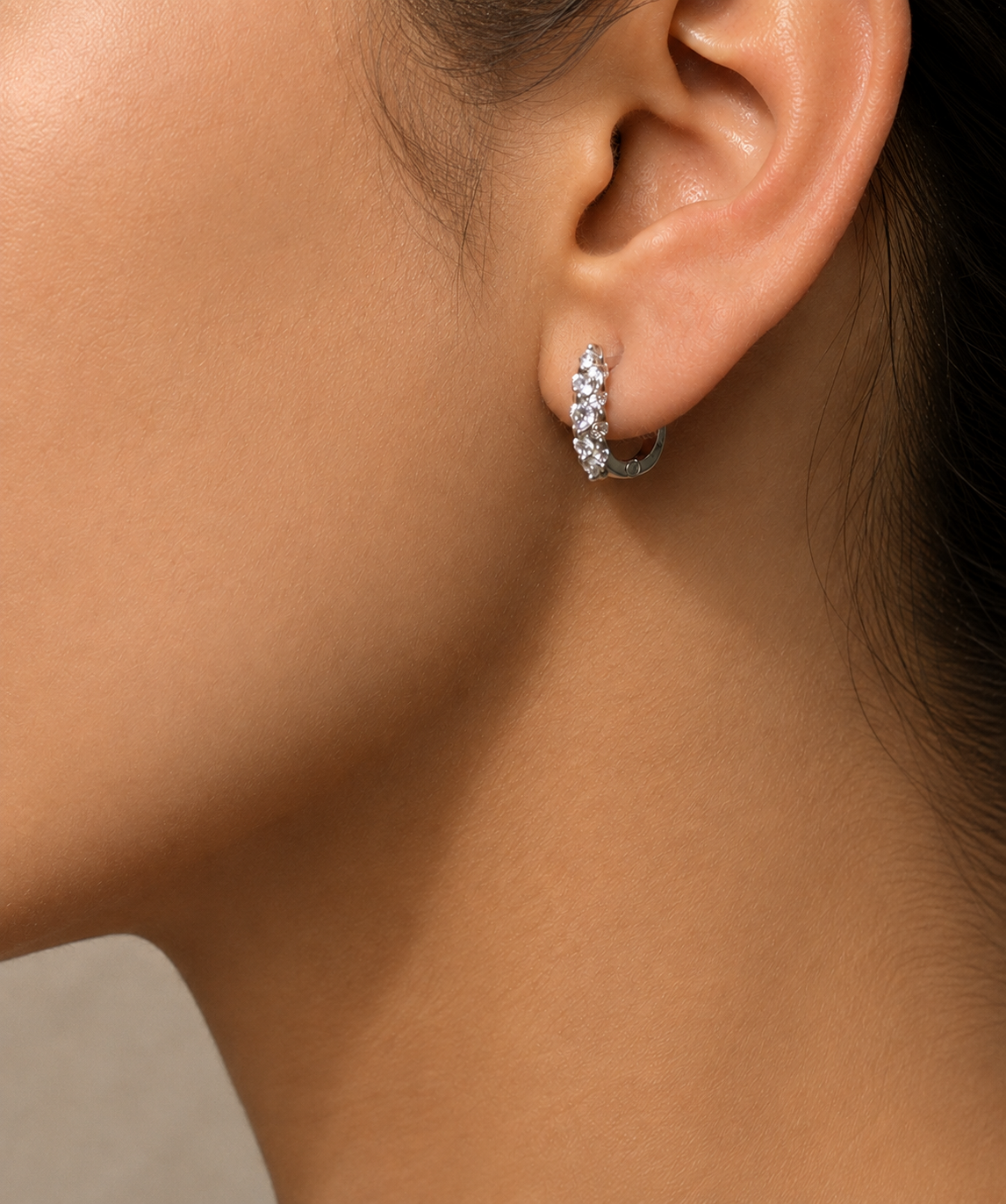 Classic Pavé Sterling Silver Huggie Earrings