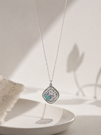 Filigree Enamel Sterling Silver Pendant Necklace