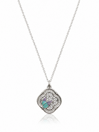 Filigree Enamel Sterling Silver Pendant Necklace