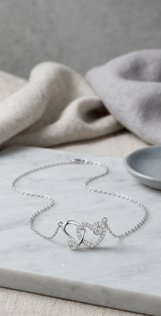 Entangled Hearts Sterling Silver Pendant Necklace
