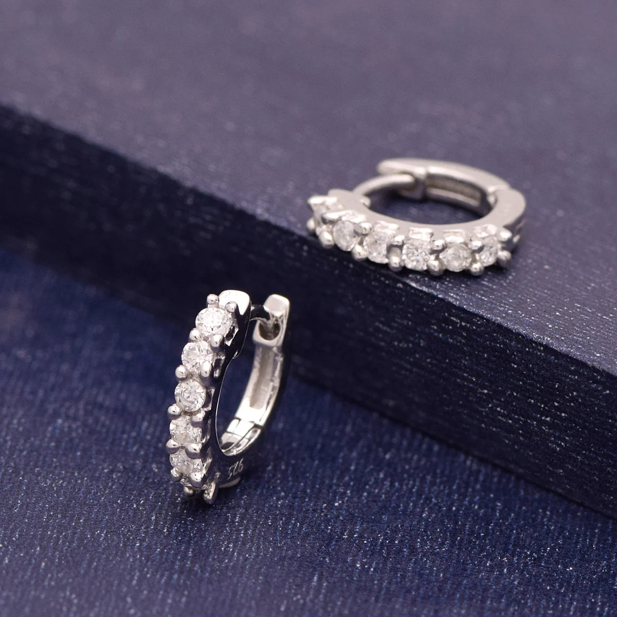 Classic Pavé Sterling Silver Huggie Earrings