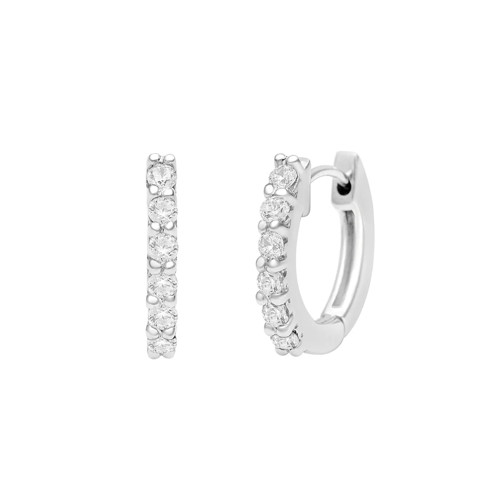 Classic Pavé Sterling Silver Huggie Earrings