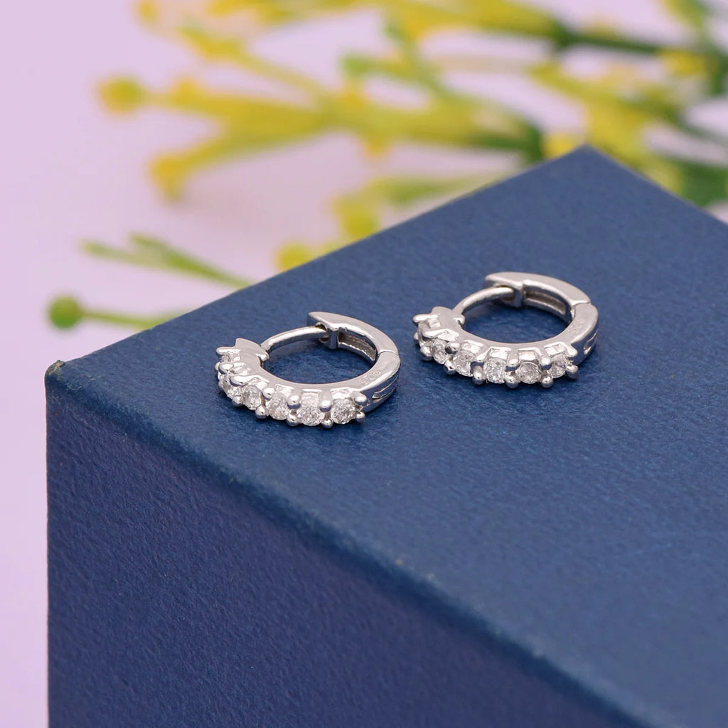 Classic Pavé Sterling Silver Huggie Earrings