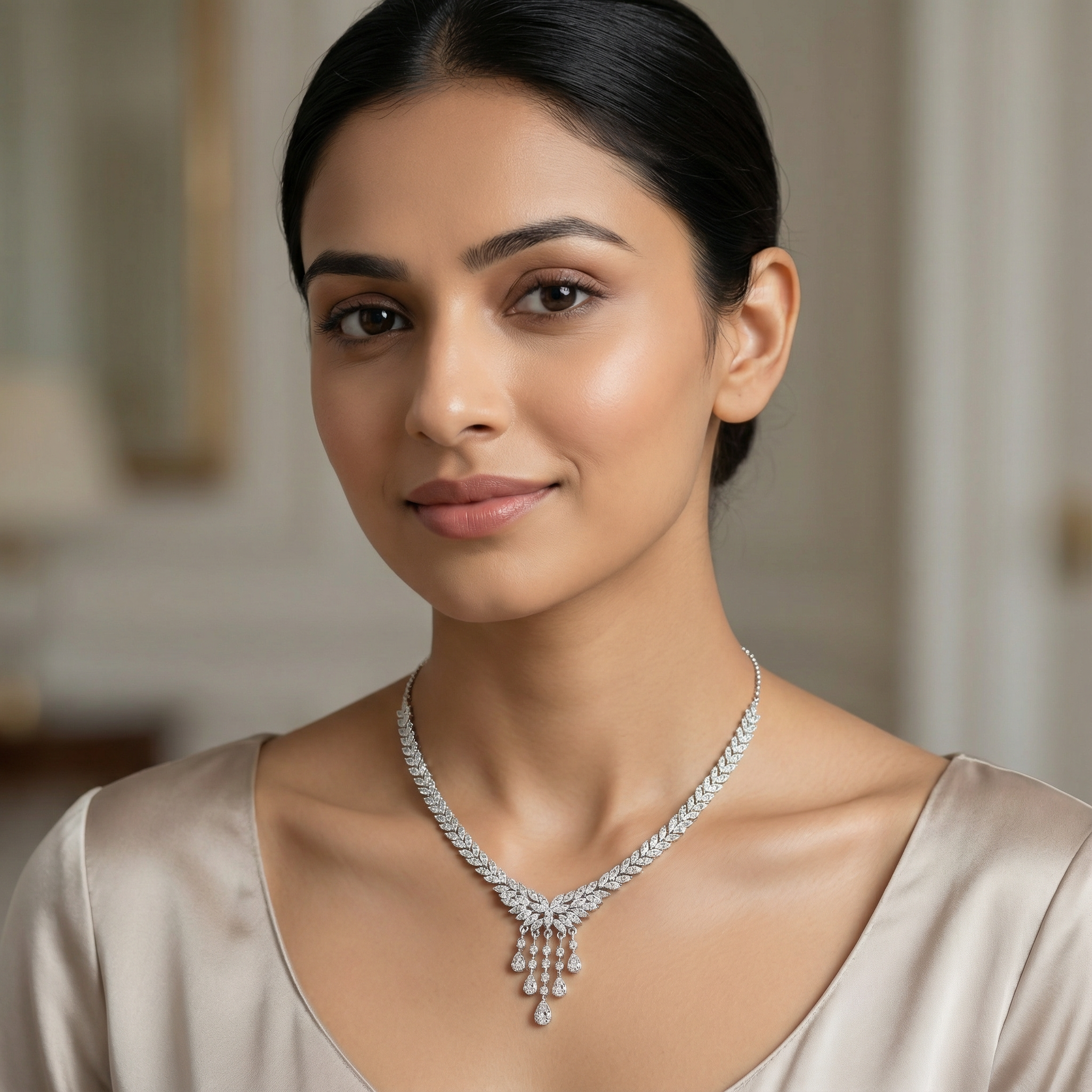 Regal Cascade Sterling Silver Necklace