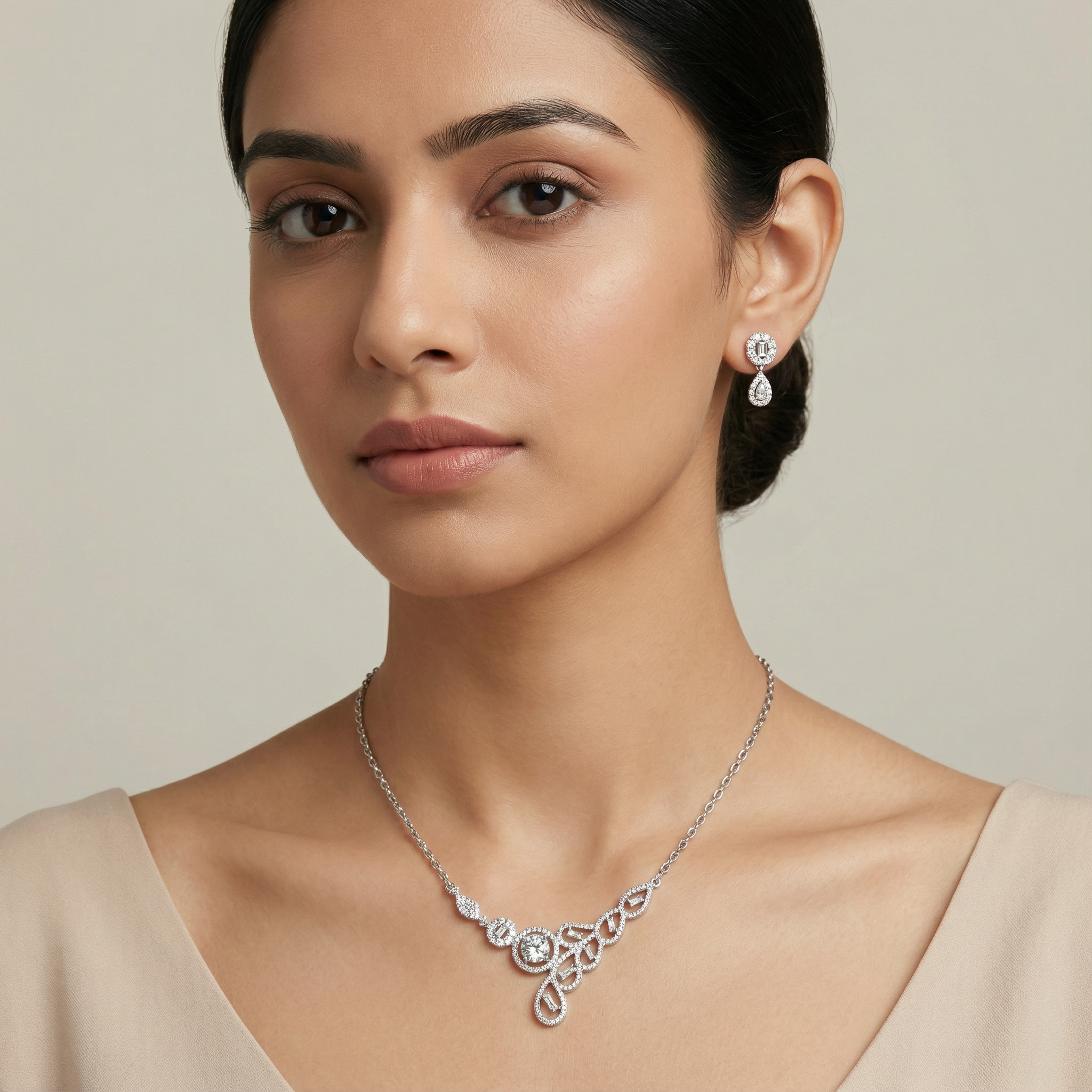 Paisley Sterling Silver Pendant Necklace Set