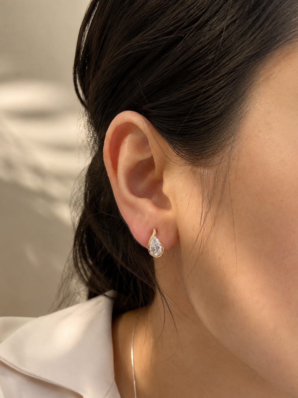 Embrace Pear Sterling Silver Stud Earrings