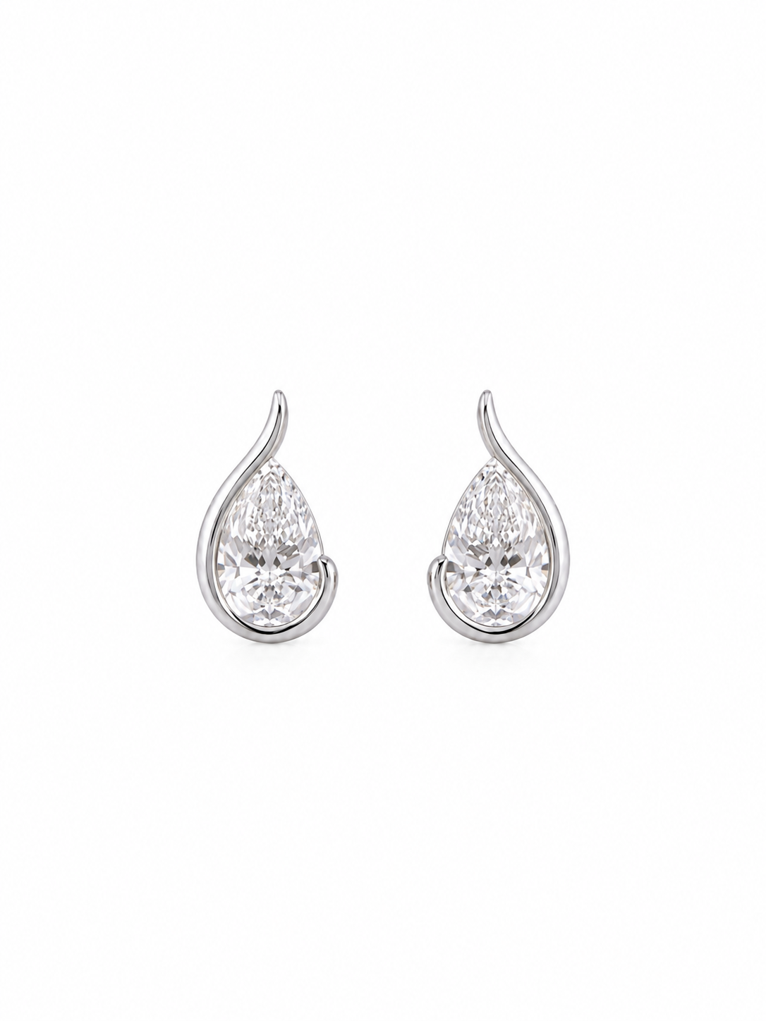 Embrace Pear Sterling Silver Stud Earrings