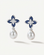 Camellia Pearl Drop Sterling Silver Earrings