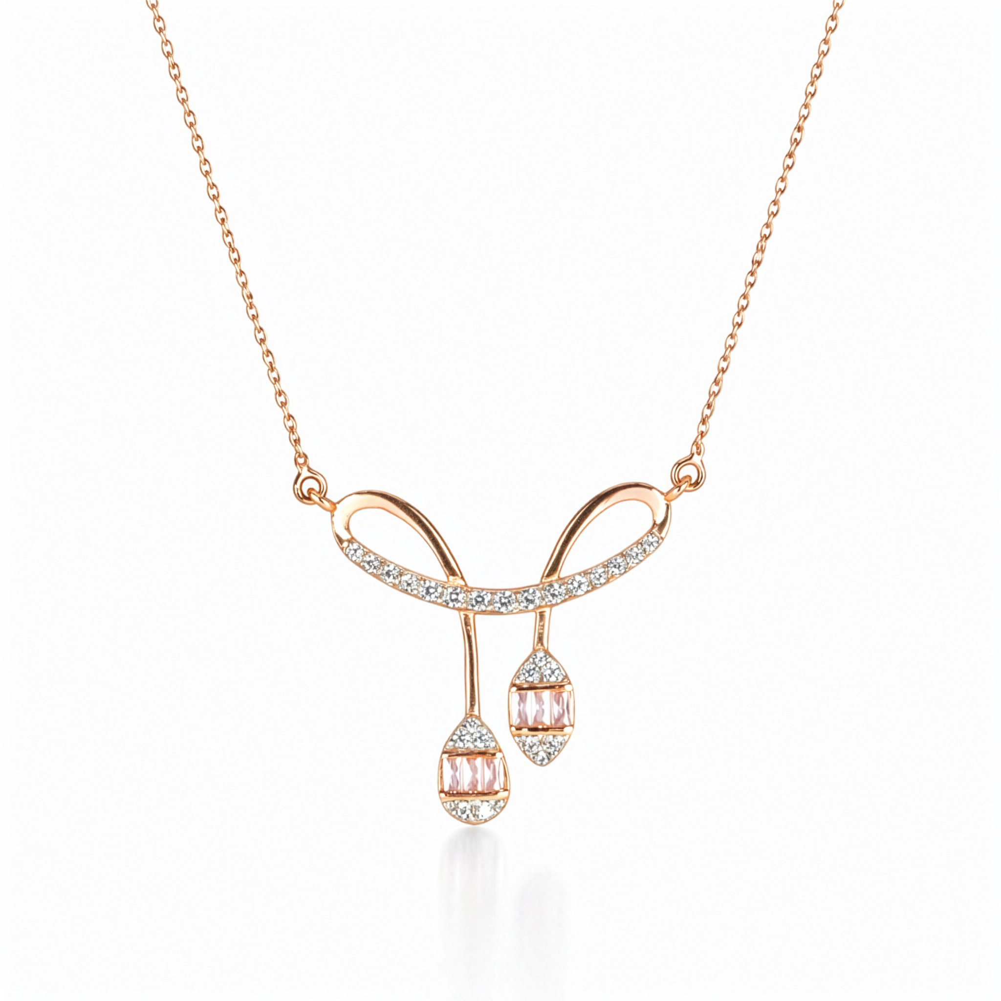 Soft Curve Rose Sterling Silver Pendant Necklace