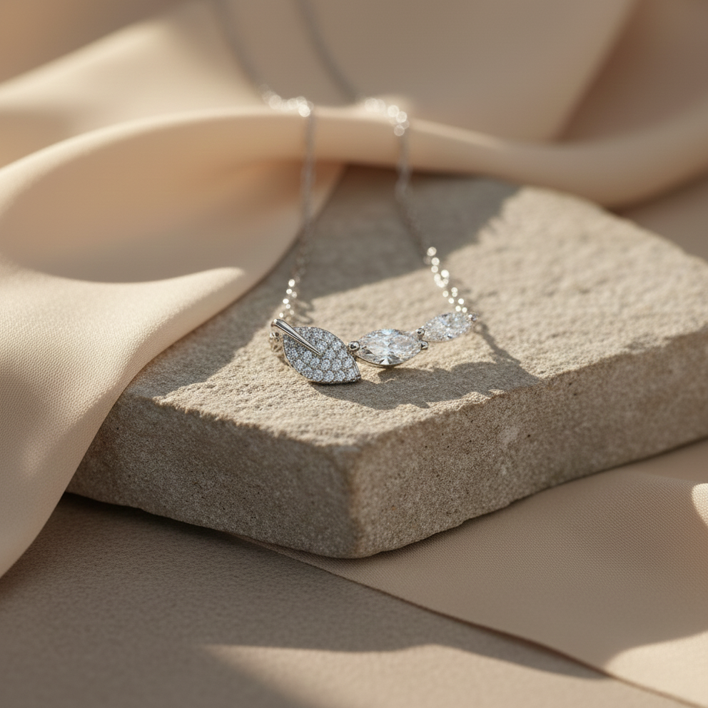 Leaf Whisper Sterling Silver Pendant Necklace