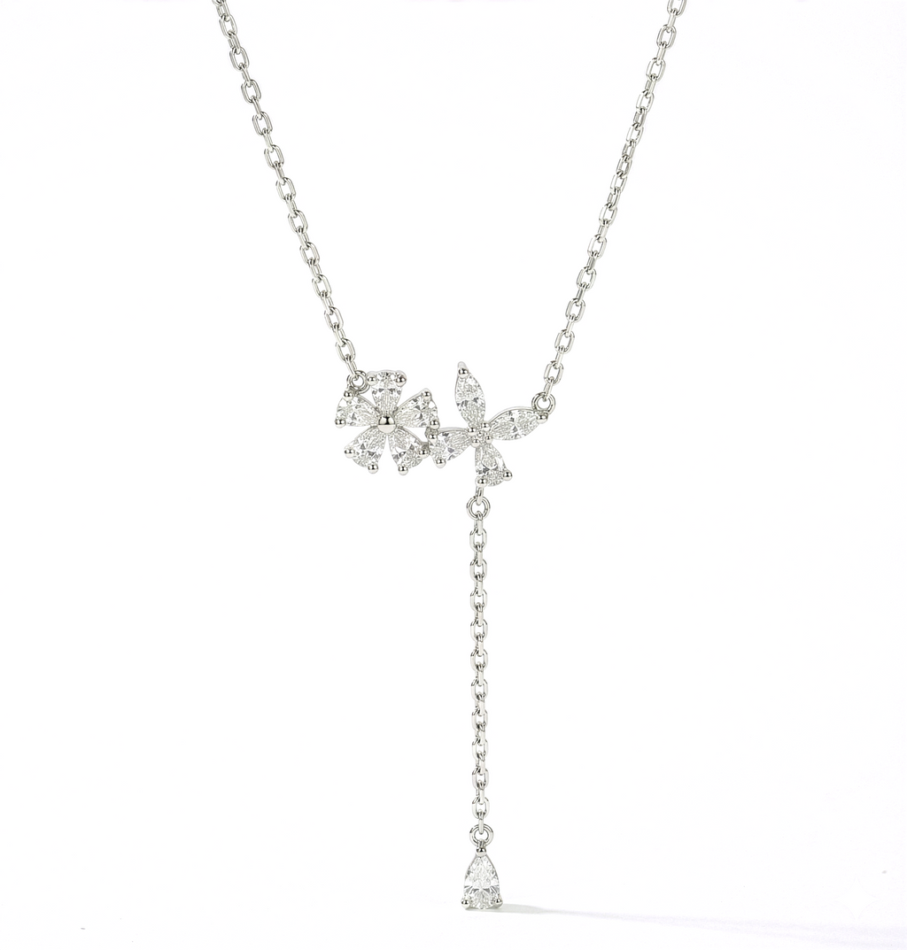 Flora Drop Sterling Silver Pendant Necklace