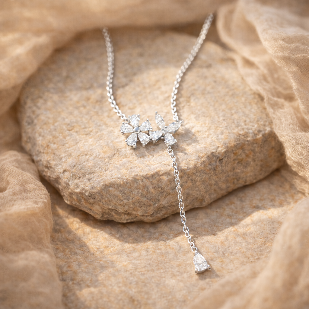 Flora Drop Sterling Silver Pendant Necklace