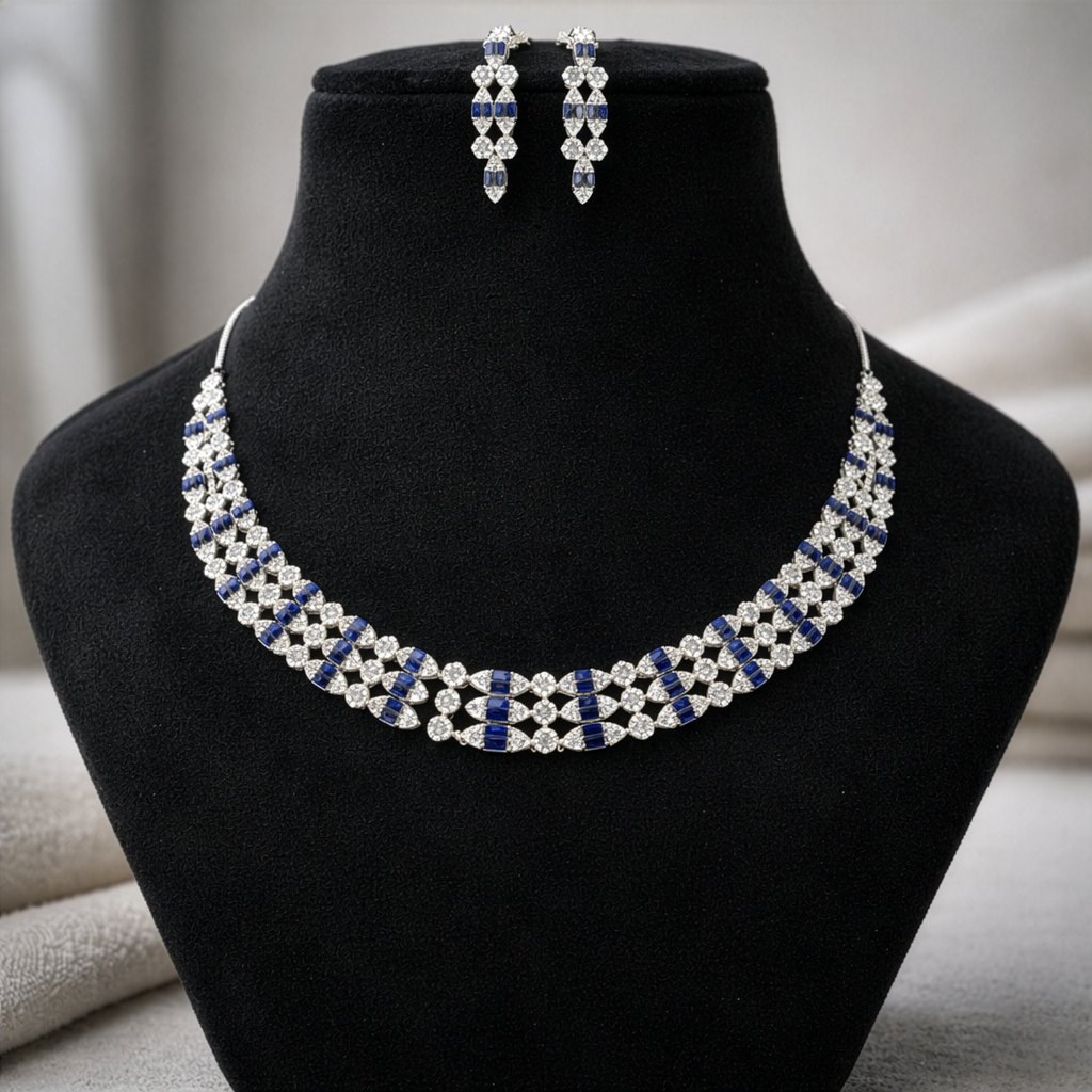Celeste Blue Sterling Silver Necklace Set