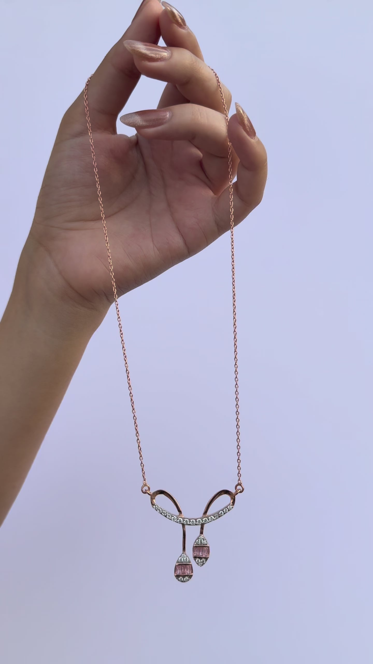 Soft Curve Rose Sterling Silver Pendant Necklace