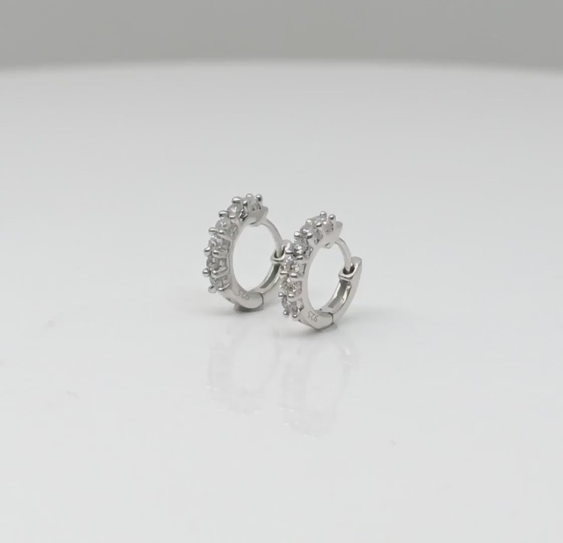 Classic Pavé Sterling Silver Huggie Earrings